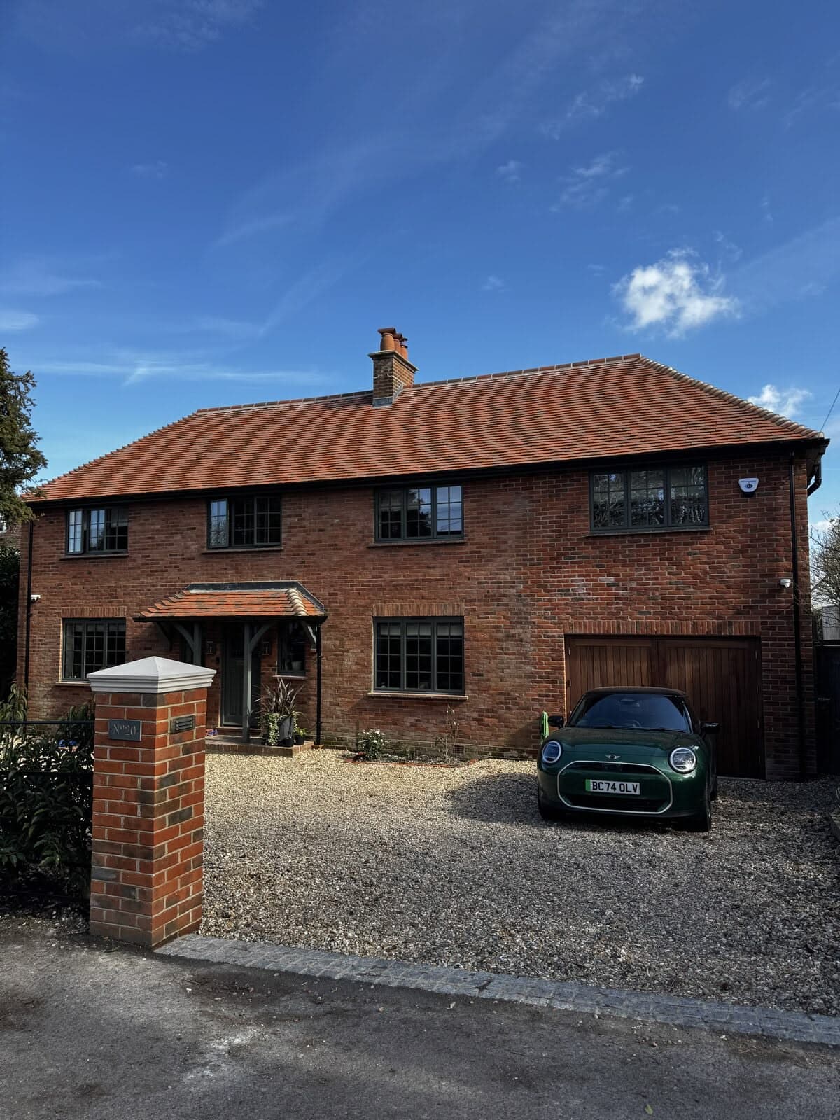 The completed house after extension and remodelling, seen from the drive