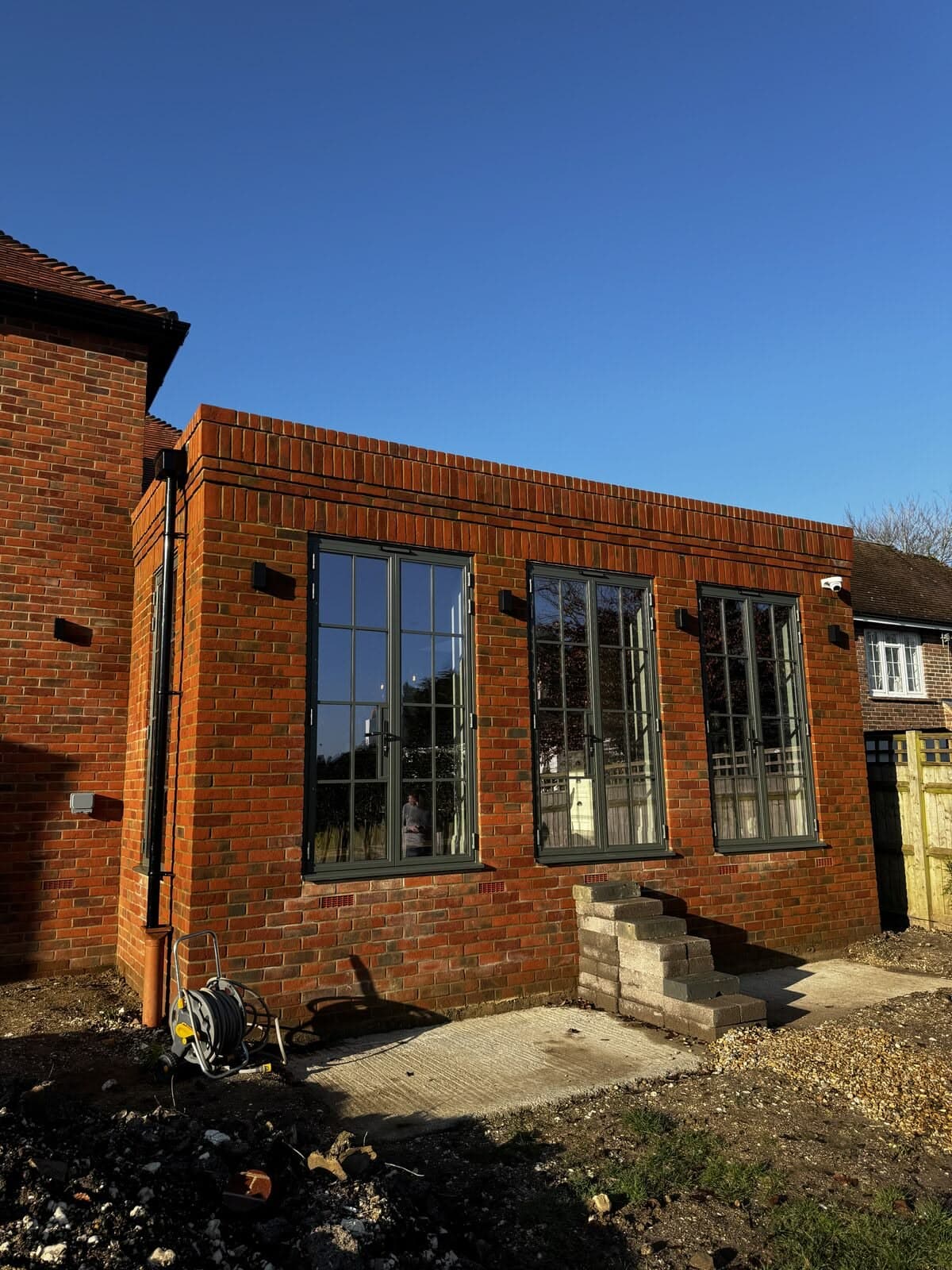 The completed rear extension at Bereweeke Avenue, in brick with steel windows