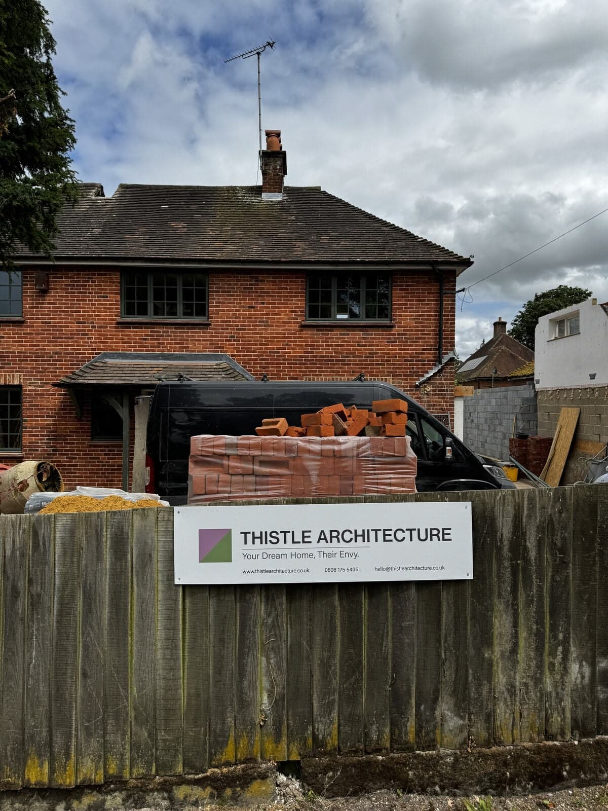 The original 1930s house before work began, seen from the road