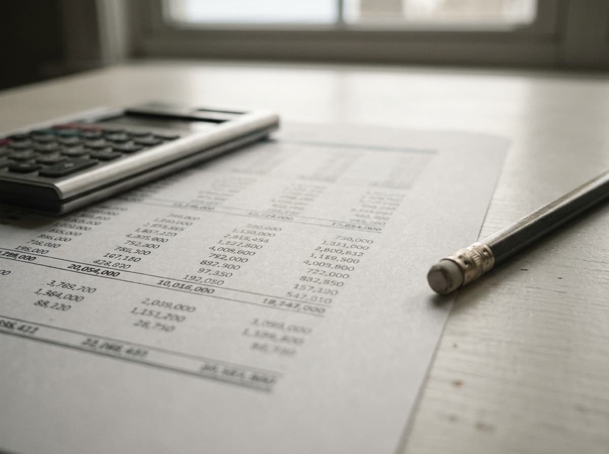 A printed financial appraisal beside a calculator