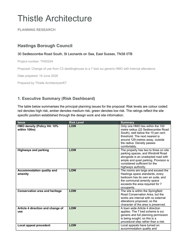 First page of the Planning Research document